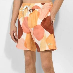 NWT Imperial Motion Board Short Made of Plastic Bottles Swim Trunks Print Bright